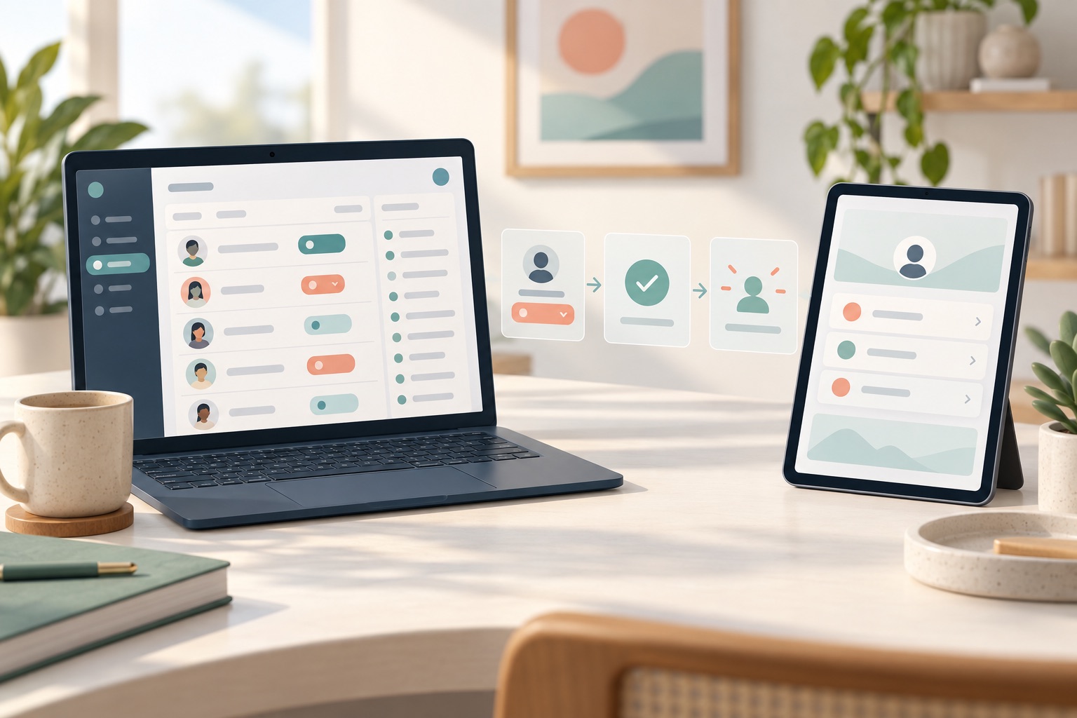 Concept of a SaaS role-management dashboard connected to the appropriate member-facing application state